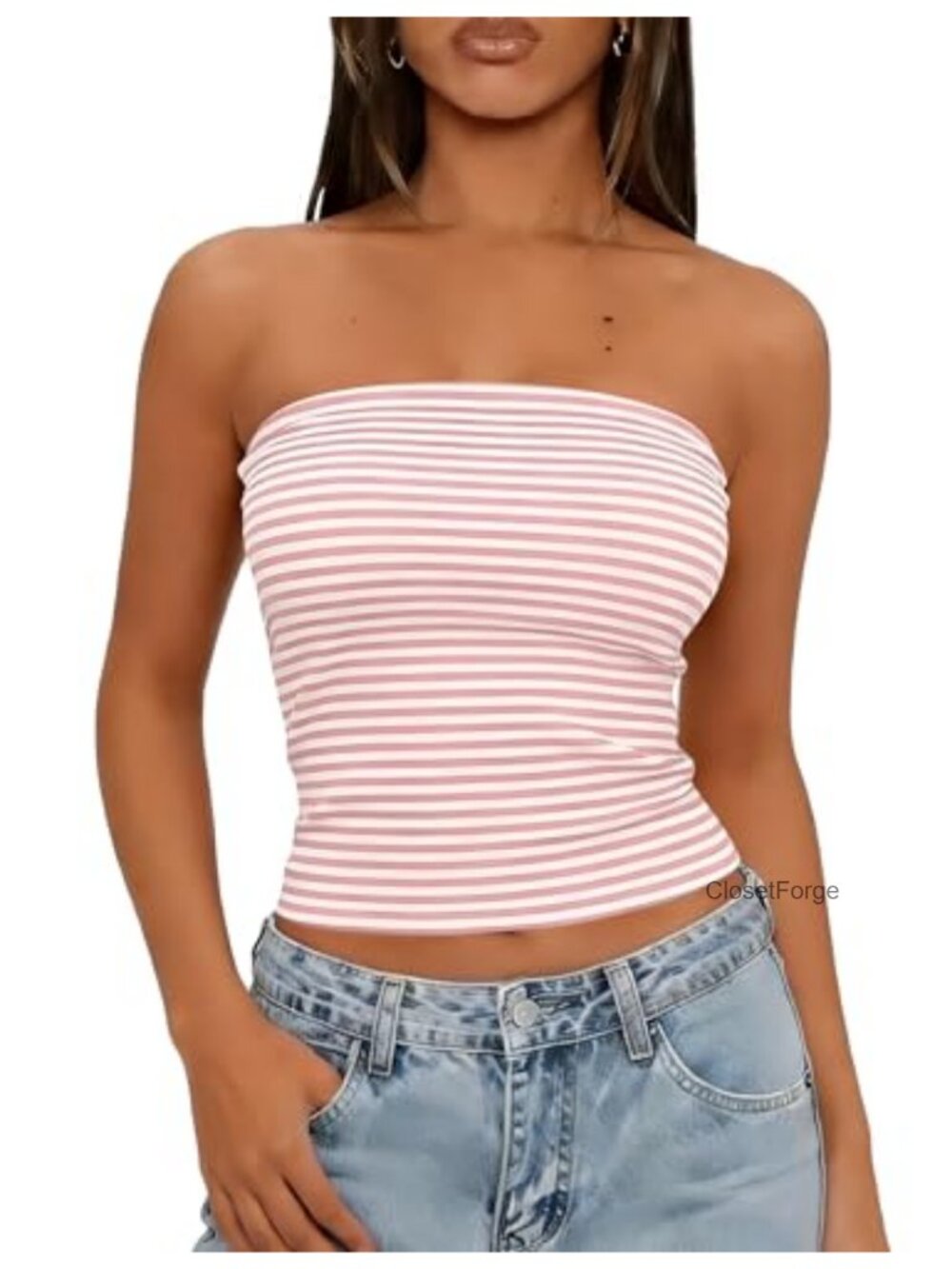 Cotton Spandex Tube Top Strapless Cropped Summer Y2K Tank Top